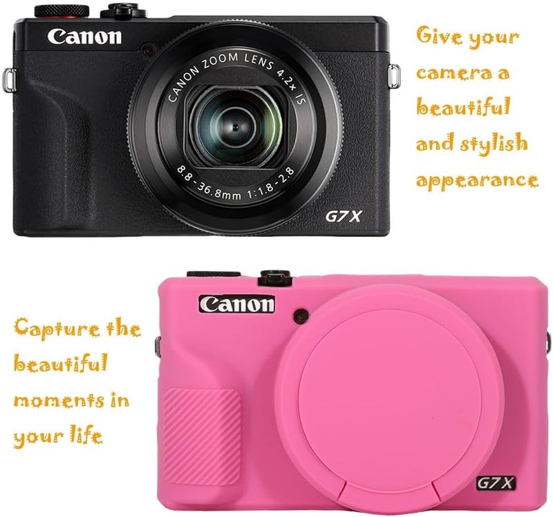 AEXUTDA Case for Canon Powershot G7X Mark III Digital Camera, G7X Mark iii Camera Silicone Case, Anti-Scratch Slim Fit Soft Skin, G7X Mark 3 Accessories with Detachable Lens Cover - Rose - Image 4